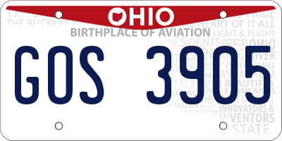 OH license plate GOS3905