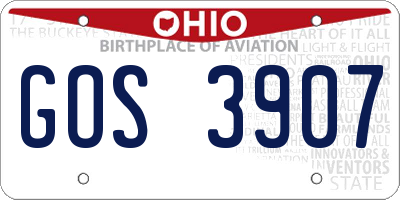 OH license plate GOS3907