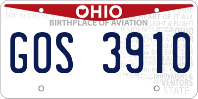 OH license plate GOS3910