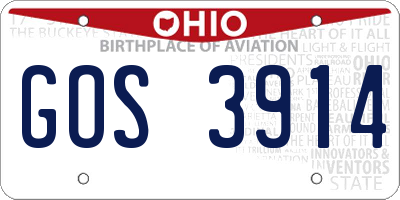 OH license plate GOS3914