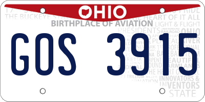 OH license plate GOS3915