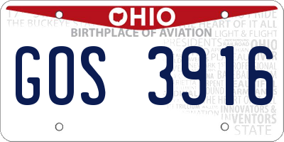 OH license plate GOS3916