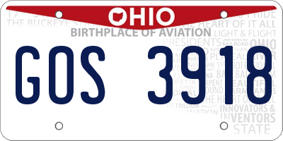 OH license plate GOS3918