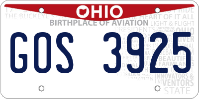OH license plate GOS3925