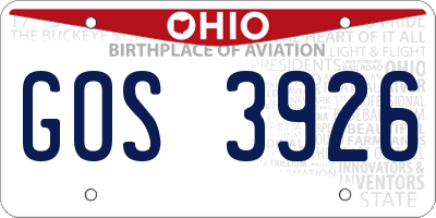 OH license plate GOS3926