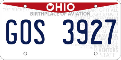 OH license plate GOS3927