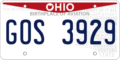 OH license plate GOS3929