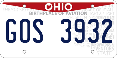 OH license plate GOS3932