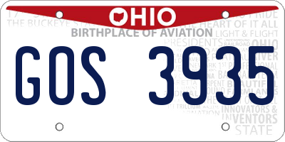OH license plate GOS3935