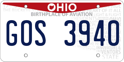 OH license plate GOS3940
