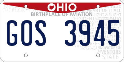 OH license plate GOS3945