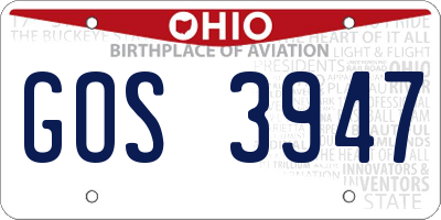 OH license plate GOS3947