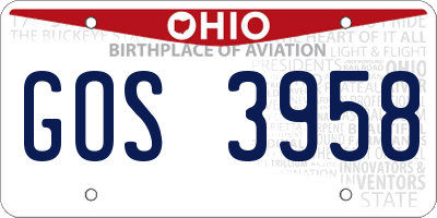 OH license plate GOS3958