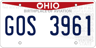 OH license plate GOS3961
