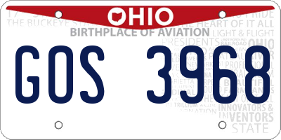 OH license plate GOS3968