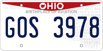 OH license plate GOS3978