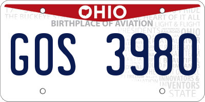 OH license plate GOS3980