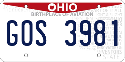 OH license plate GOS3981