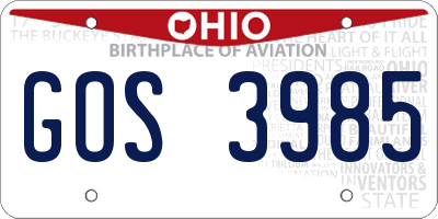 OH license plate GOS3985