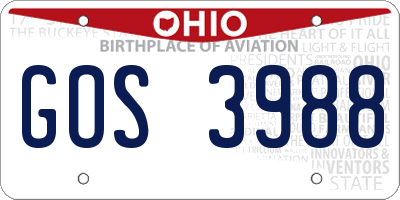 OH license plate GOS3988