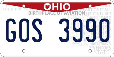OH license plate GOS3990