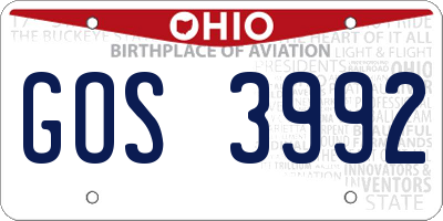 OH license plate GOS3992