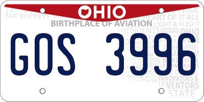 OH license plate GOS3996