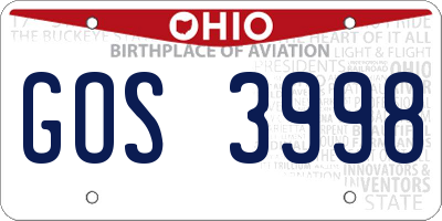 OH license plate GOS3998