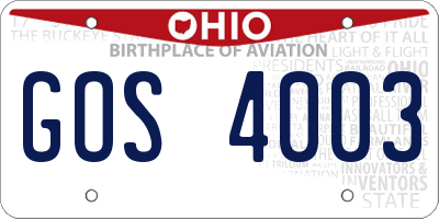 OH license plate GOS4003