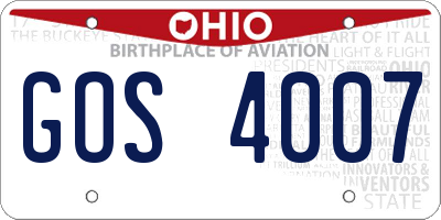 OH license plate GOS4007