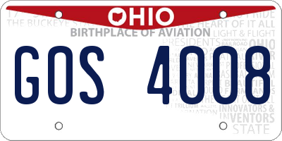 OH license plate GOS4008