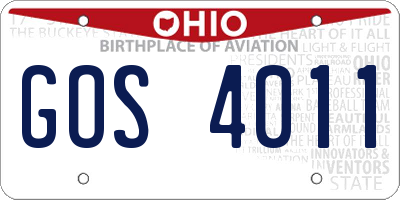OH license plate GOS4011