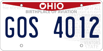 OH license plate GOS4012