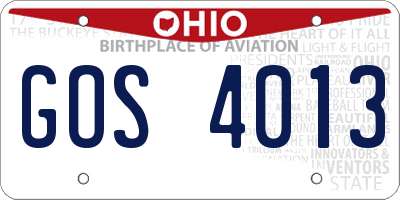 OH license plate GOS4013