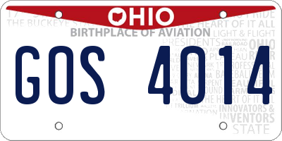 OH license plate GOS4014