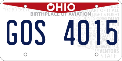 OH license plate GOS4015