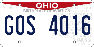 OH license plate GOS4016