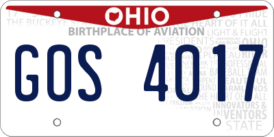 OH license plate GOS4017
