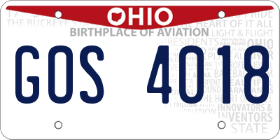 OH license plate GOS4018