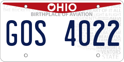 OH license plate GOS4022