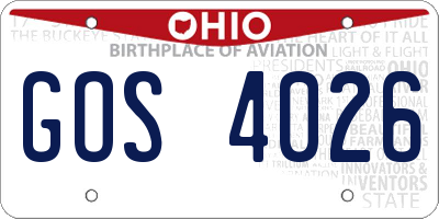 OH license plate GOS4026