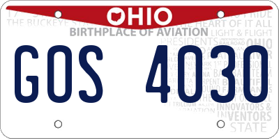 OH license plate GOS4030