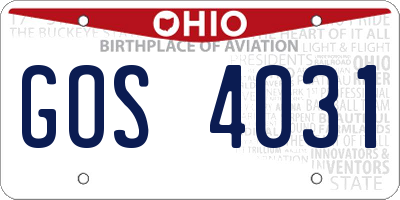 OH license plate GOS4031