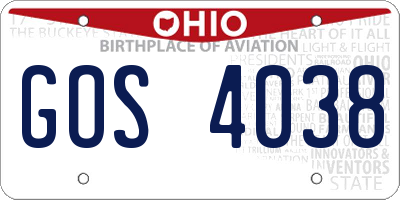 OH license plate GOS4038