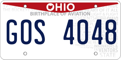 OH license plate GOS4048