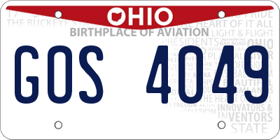 OH license plate GOS4049