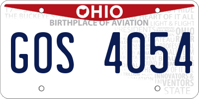 OH license plate GOS4054