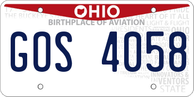 OH license plate GOS4058