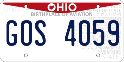 OH license plate GOS4059