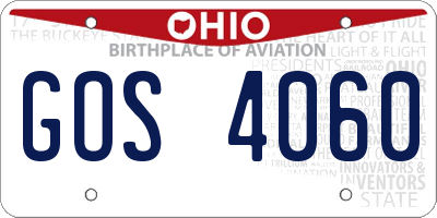 OH license plate GOS4060